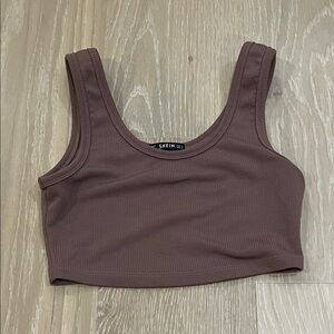 SHEIN - Brownish/Purple Ribbed Crop Top